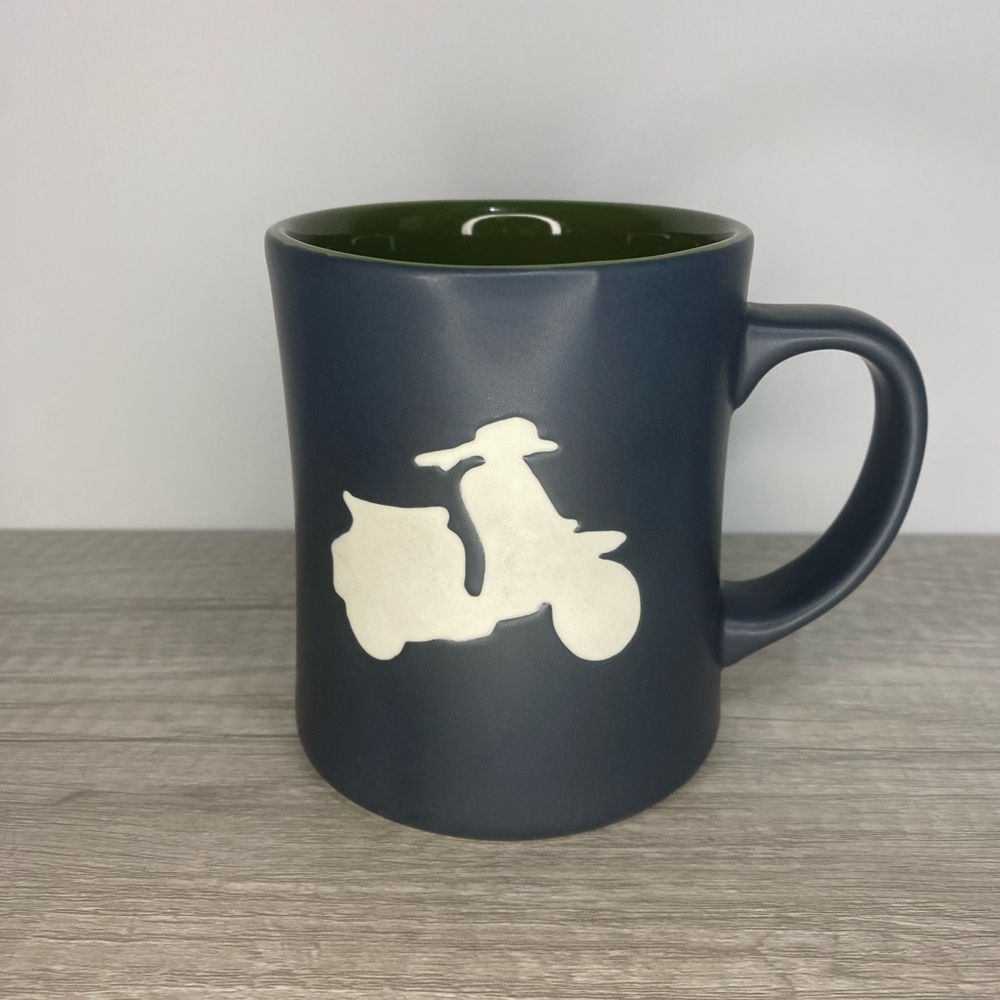 STARBUCKS 2011 Scooter/Vespa/Moped Bone China Charcoal Green Coffee Mug